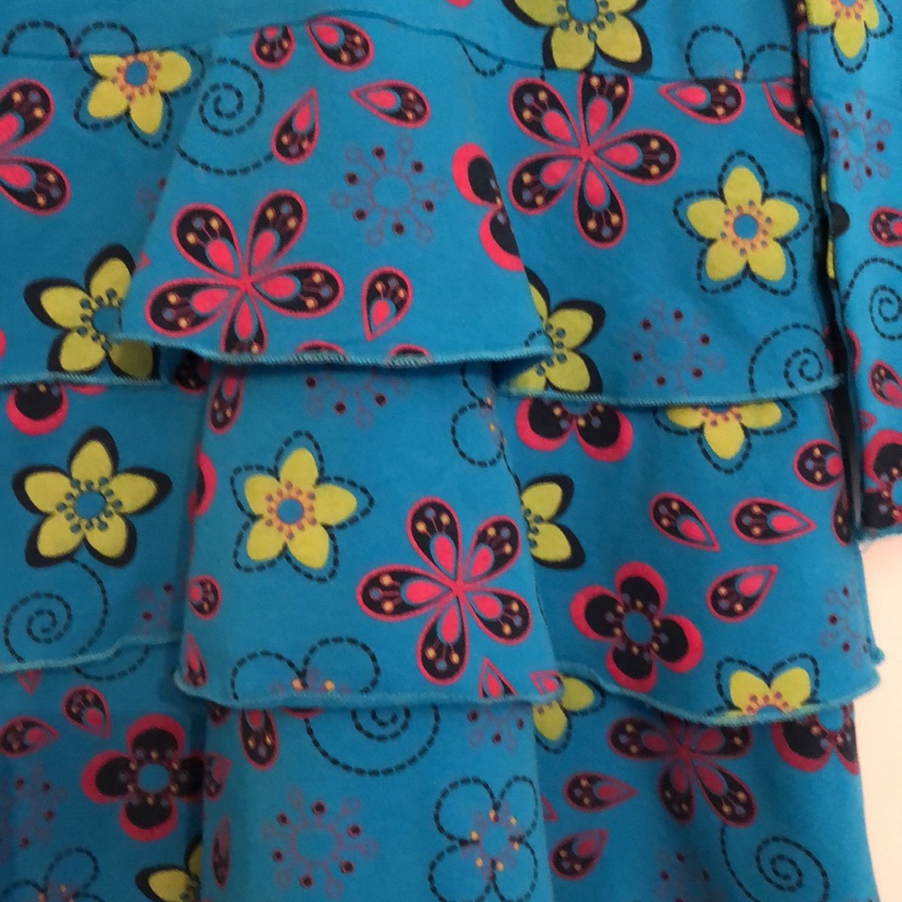 Ponte Knit Tiered Ruffle Flower Print Dress - Picture 2 of 3